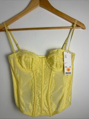 Urban Outfitters Out From Under Yellow Lace Corset Bustier Top NWT M
